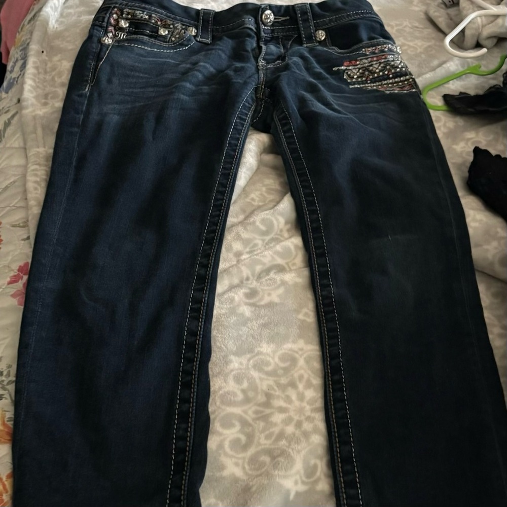 Miss Me Women's Dark Blue Skinny Jeans with Embellished Pockets